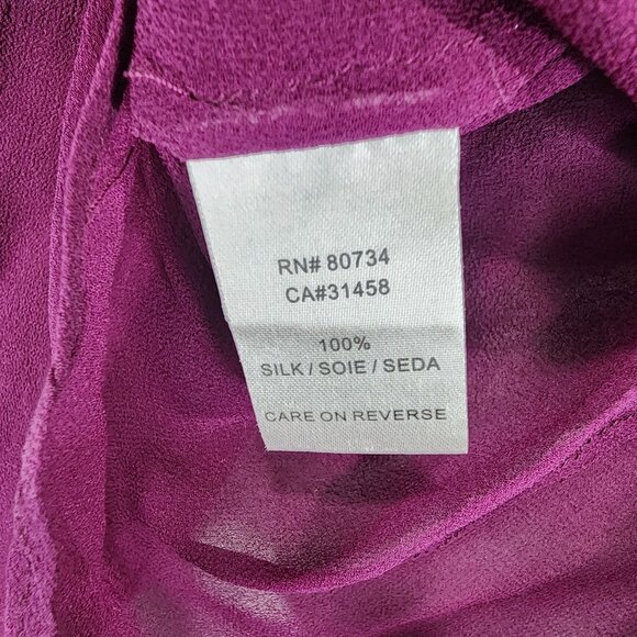 Womens Purple Maxime 100% Silk Shirt Sheer Button Down Cuffed Long Sleeve Size L - Picture 5 of 9